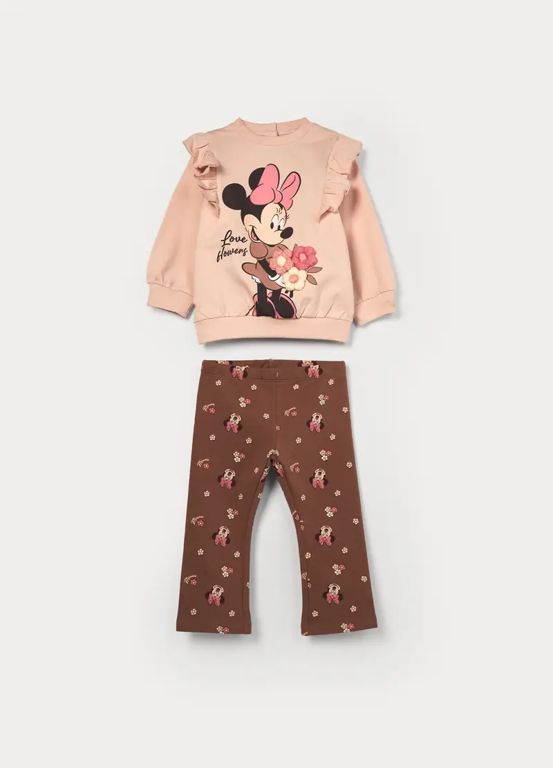 Jogging Set Disney In French Terry Di Cotone Stretch Bimba, Bambina, Rosa polveroso