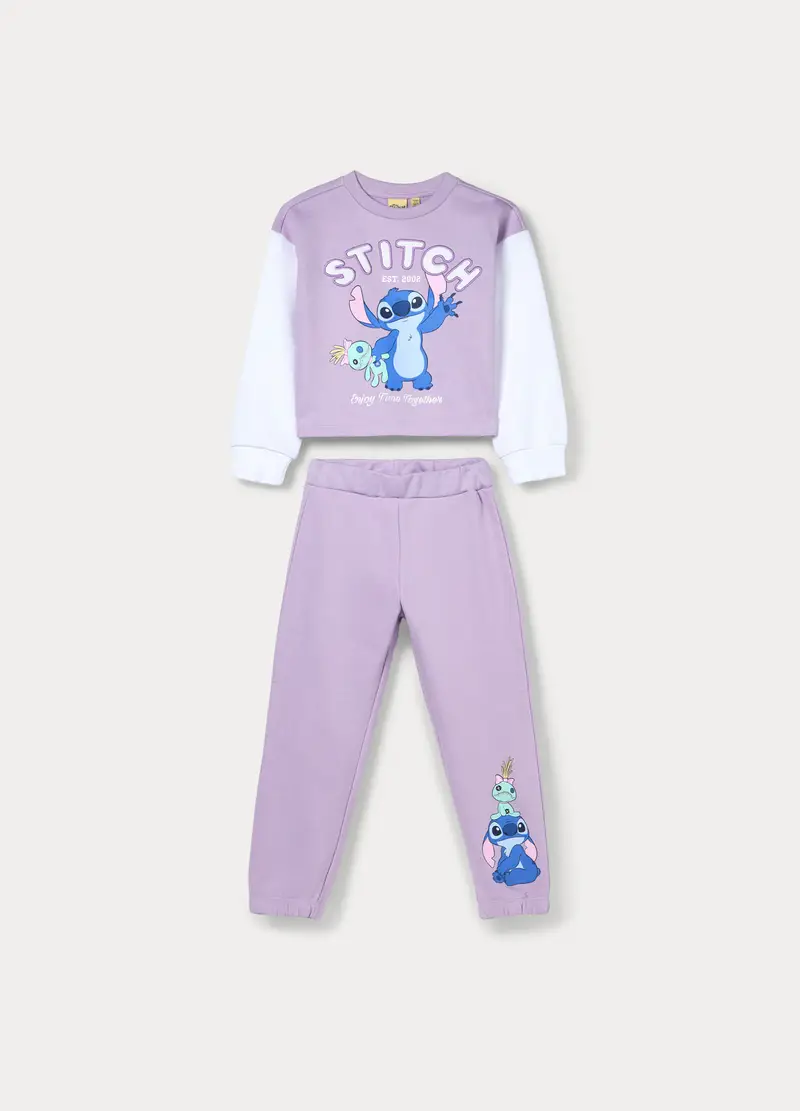 Jogging Set Disney In French Terry Di Misto Cotone Bambina, Viola lilla