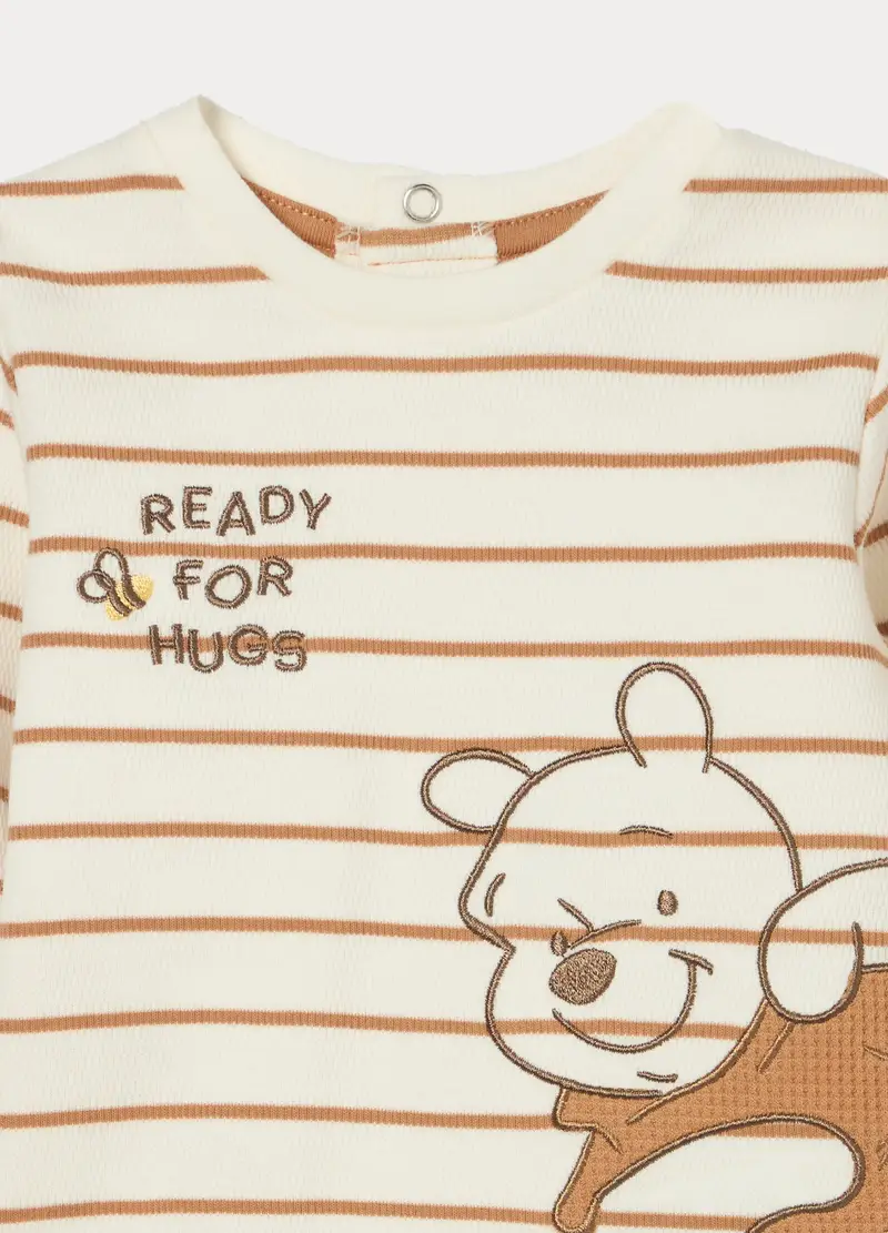 Jogging Set Disney In French Terry Di Puro Cotone Neonato, Bianco/Marrone miniatura 3