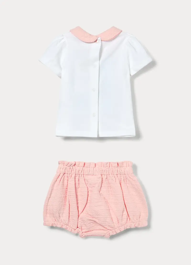 Jogging Set Disney In Jersey Di Cotone Stretch Neonata, Rosa chiaro miniatura 2