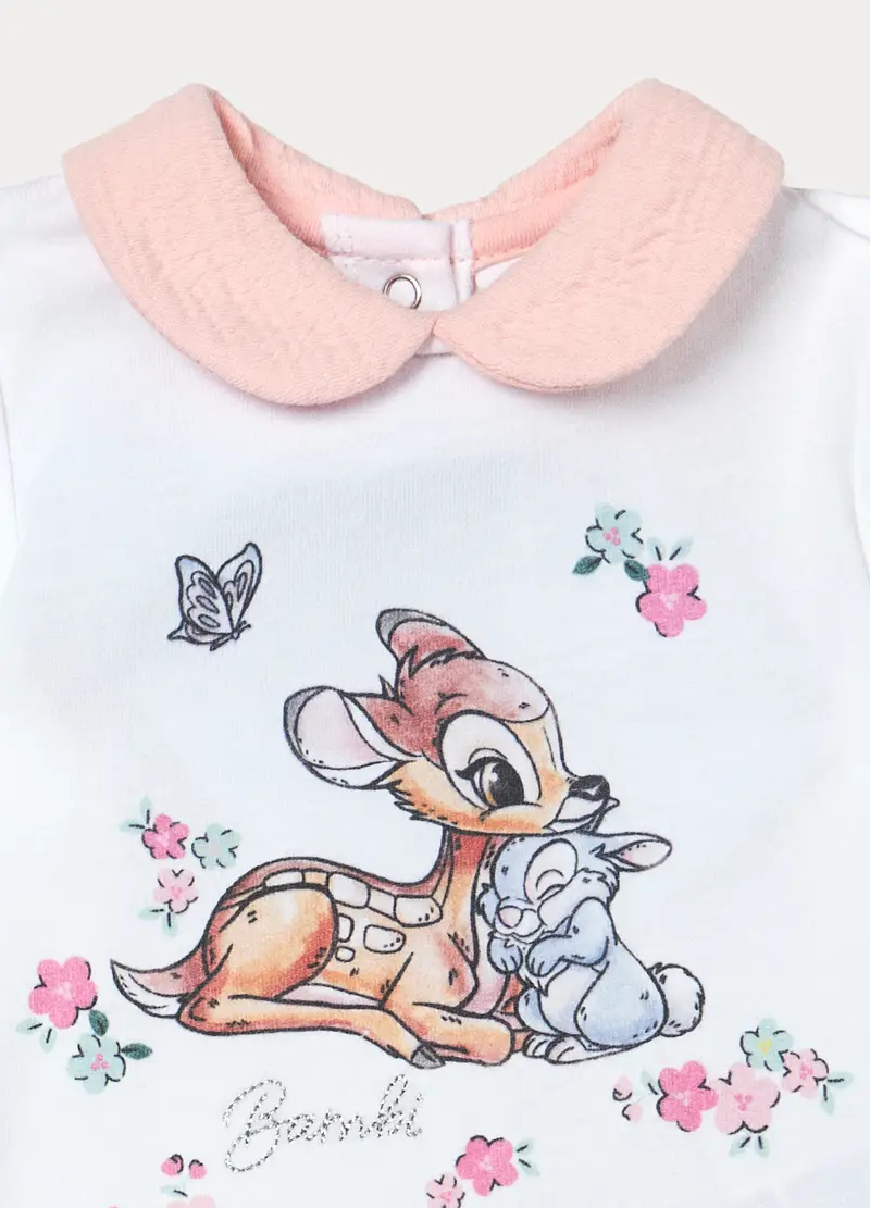 Jogging Set Disney In Jersey Di Cotone Stretch Neonata, Rosa chiaro miniatura 3