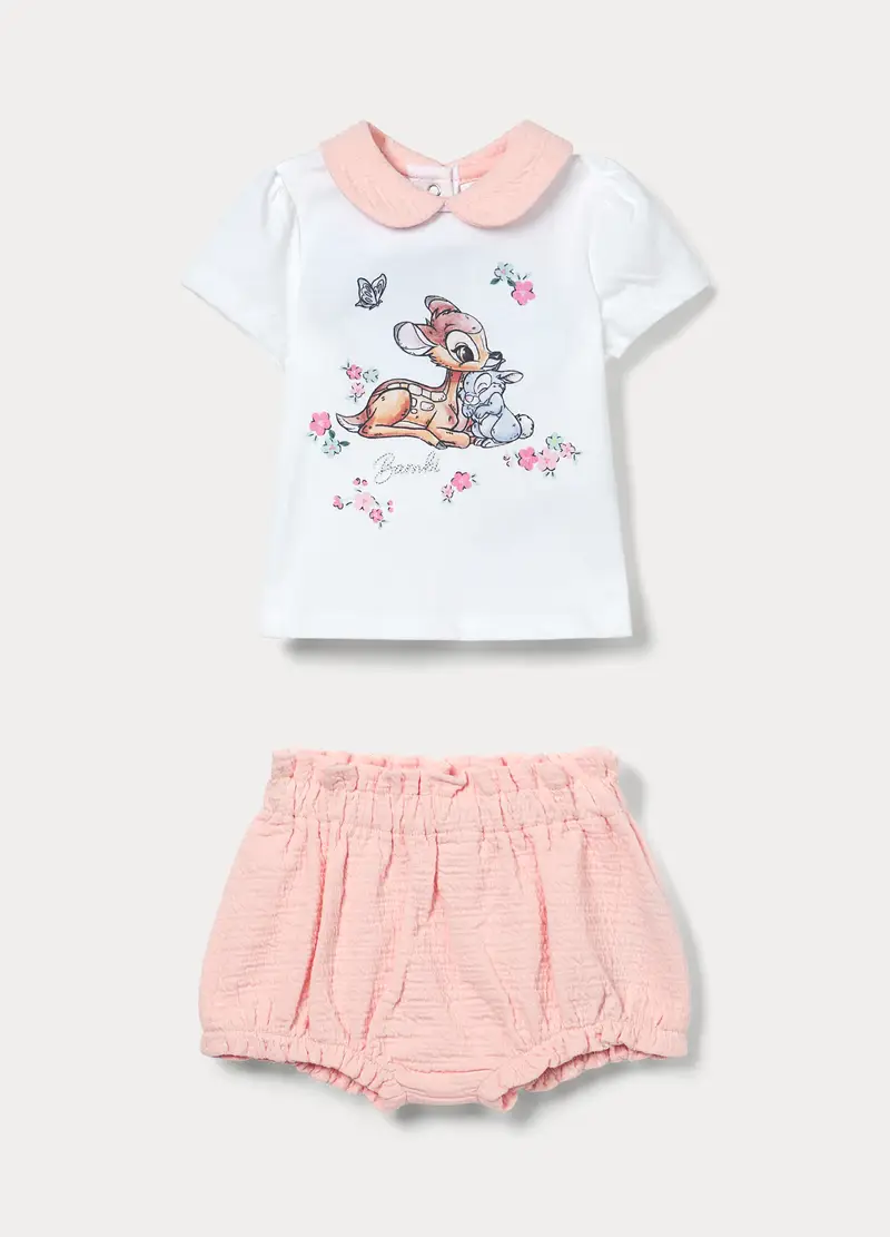 Jogging Set Disney In Jersey Di Cotone Stretch Neonata, Rosa chiaro