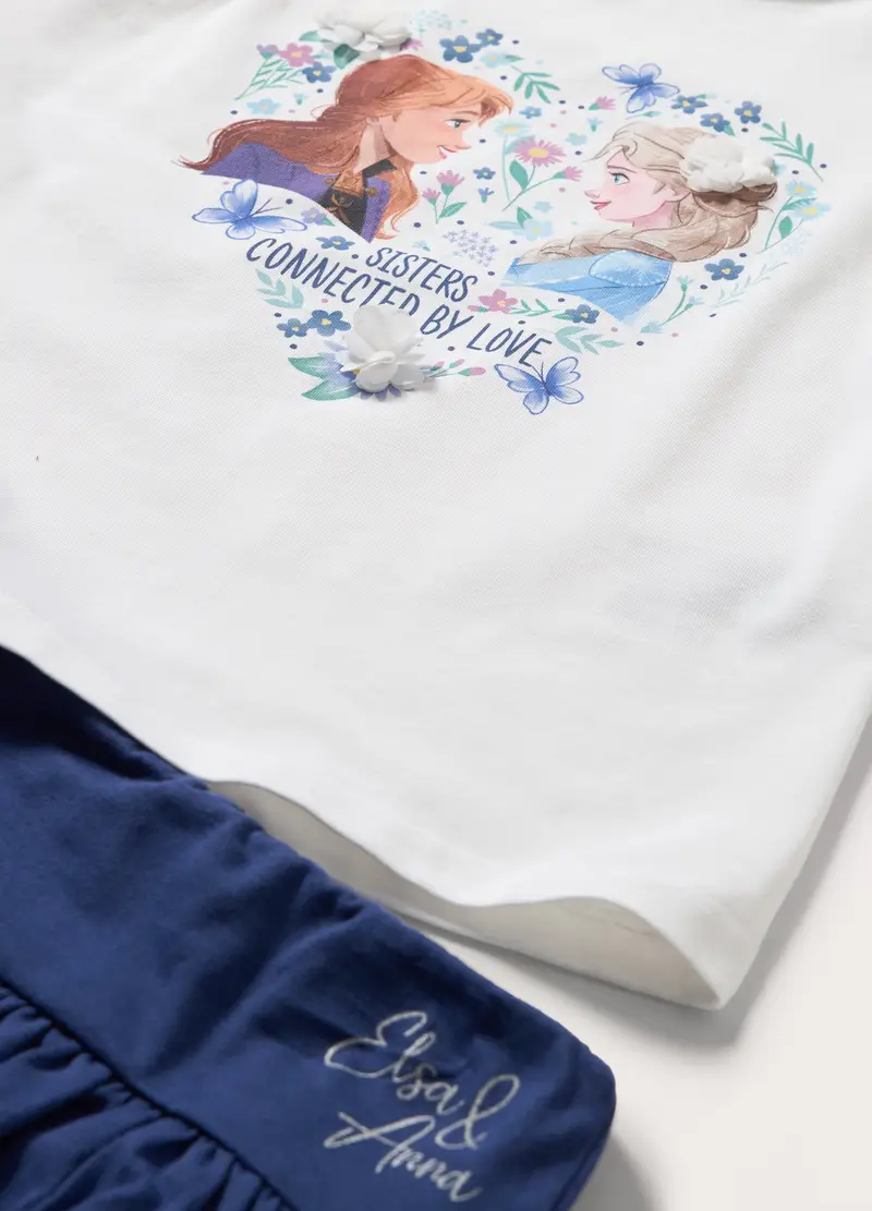 Jogging Set Frozen In Cotone Stretch Bambina, Bianco/Blu miniatura 2