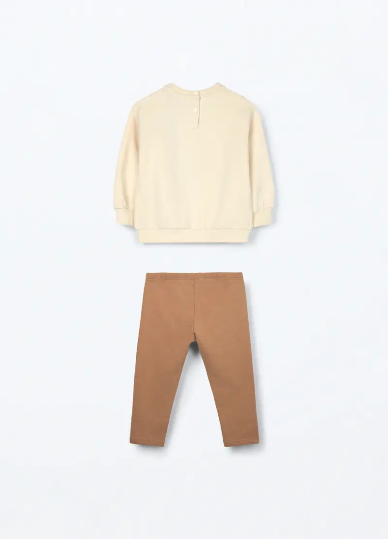 Jogging Set In Cotone Fleece Neonata, Bambina, Beige chiaro miniatura 2