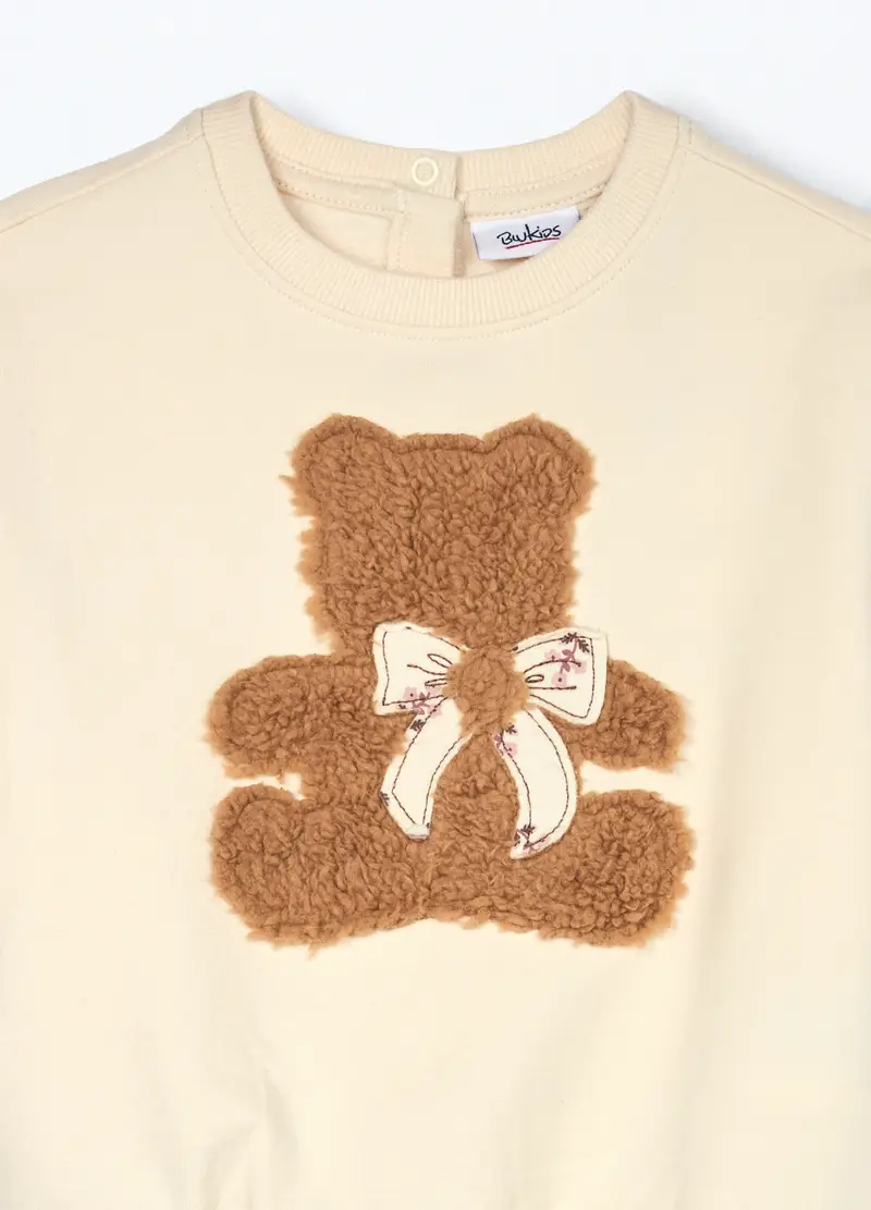 Jogging Set In Cotone Fleece Neonata, Bambina, Beige chiaro miniatura 3