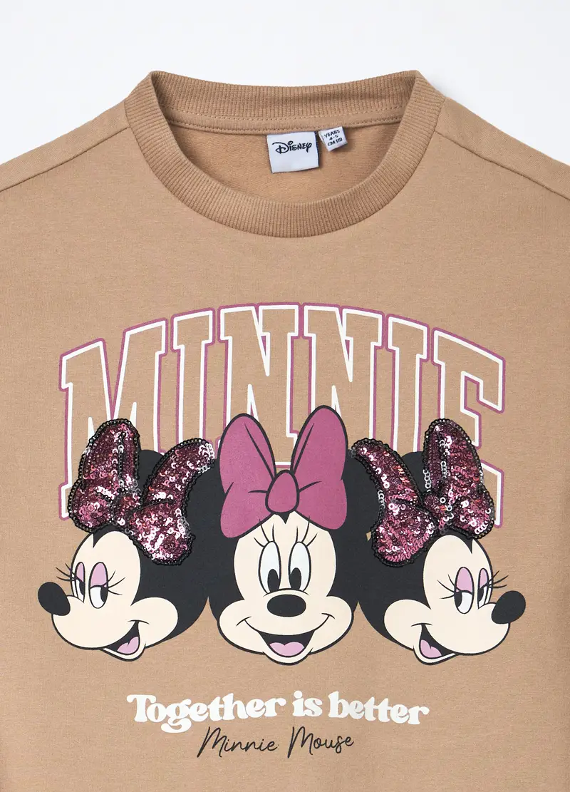 Jogging Set In Cotone Fleece Stretch Bambina, Beige miniatura 3