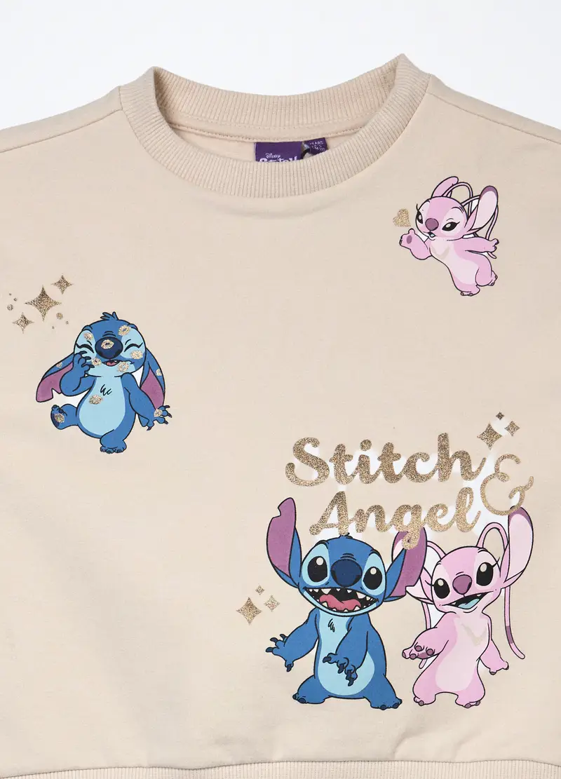 Jogging Set In Cotone Fleece Stretch Bambina, Beige chiaro miniatura 3