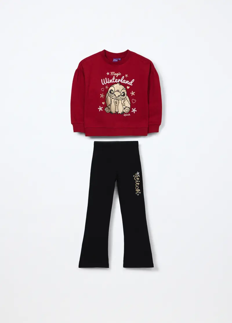 Jogging Set In Cotone Fleece Stretch Bambina, Rosso aragosta