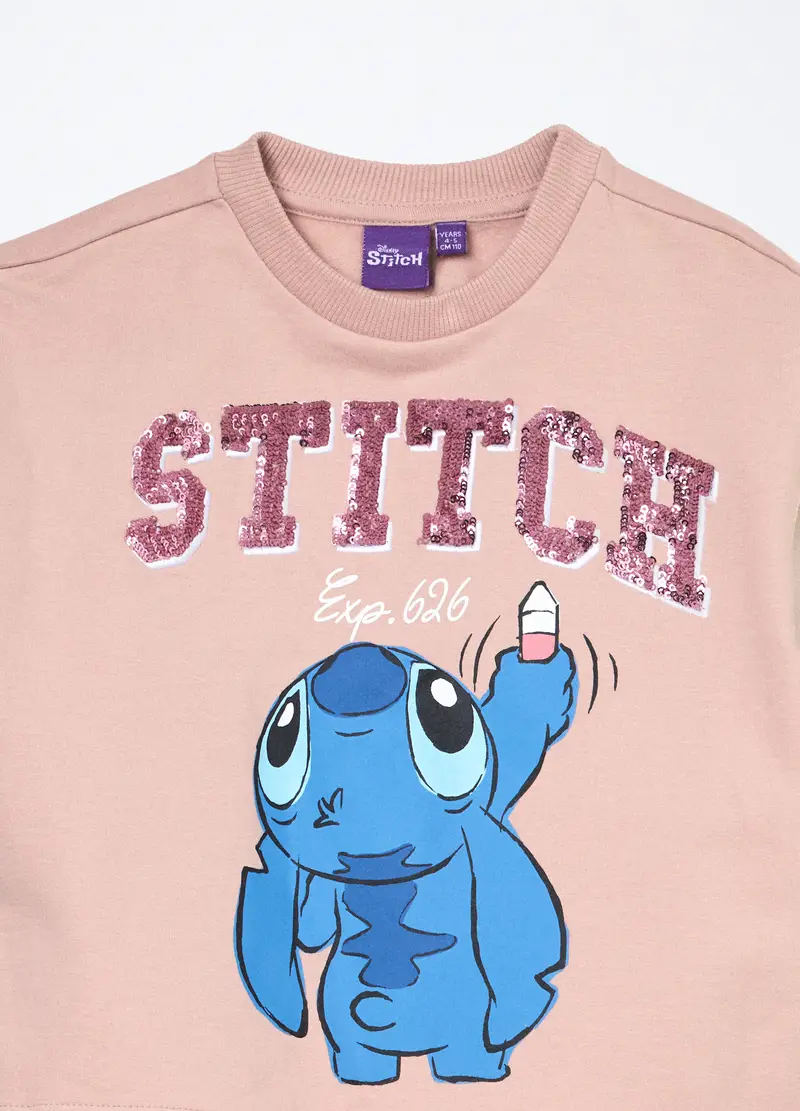 Jogging Set In Felpa Di Cotone Stretch Bambina, Rosa polveroso miniatura 3