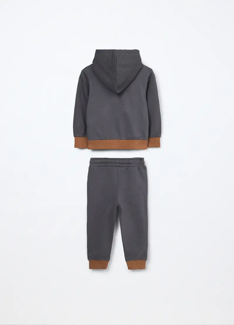 Jogging Set In Felpa Di Puro Cotone Neonato, Bambino, Grigio scuro miniatura 2