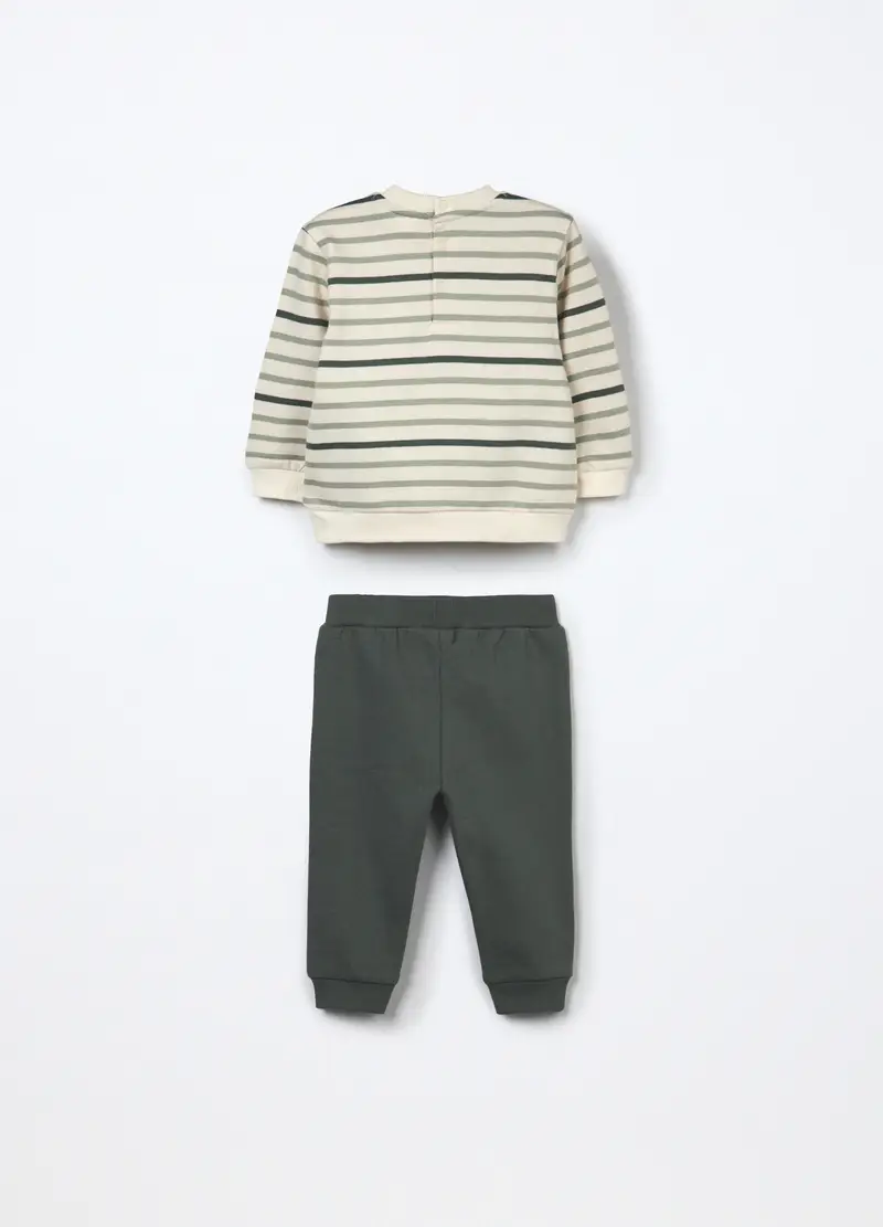 , Jogging Set In Felpa Di Puro Cotone Neonato, Verde miniatura 2