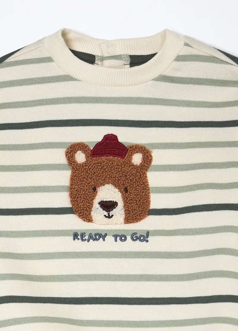 , Jogging Set In Felpa Di Puro Cotone Neonato, Verde miniatura 3