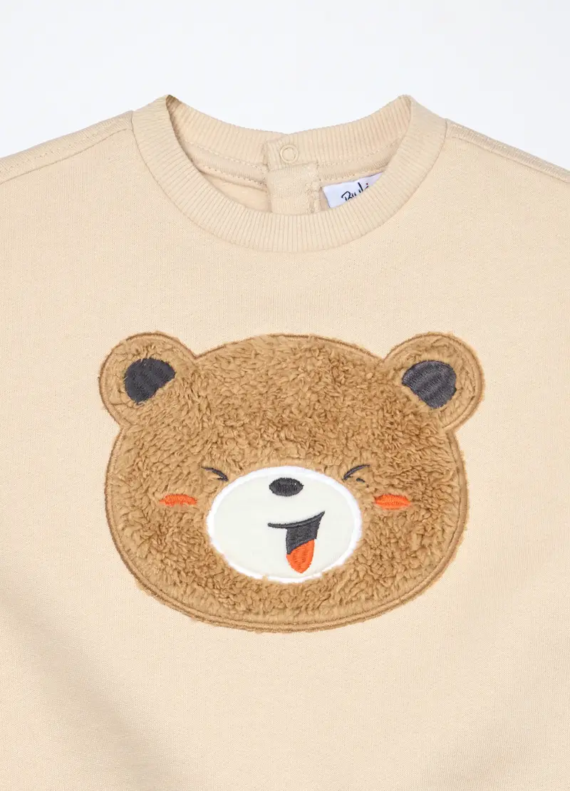 Jogging Set In Felpa Si Puro Cotone Neonato, Bambino, Beige chiaro miniatura 3