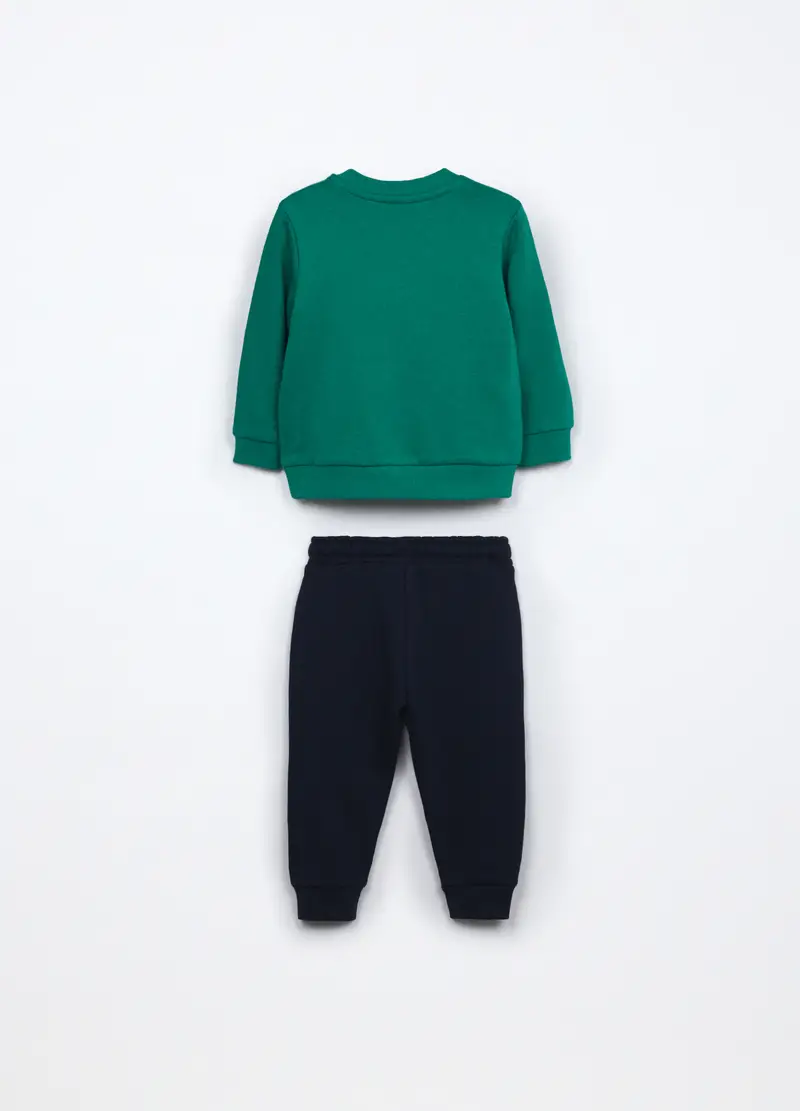 Jogging Set In French Terry Di Cotone Neonato, Bambino, Verde foglia miniatura 2