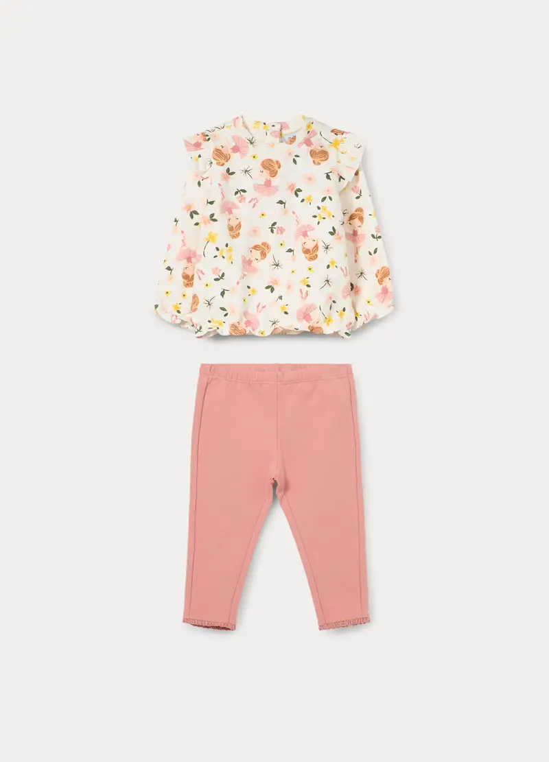 Jogging Set In French Terry Di Cotone Stretch Bimba, Bambina, Bianco