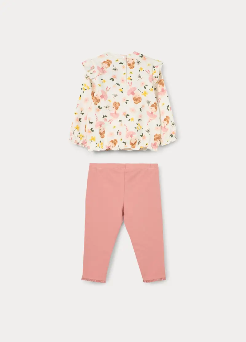 Jogging Set In French Terry Di Cotone Stretch Bimba, Bambina, Bianco miniatura 2