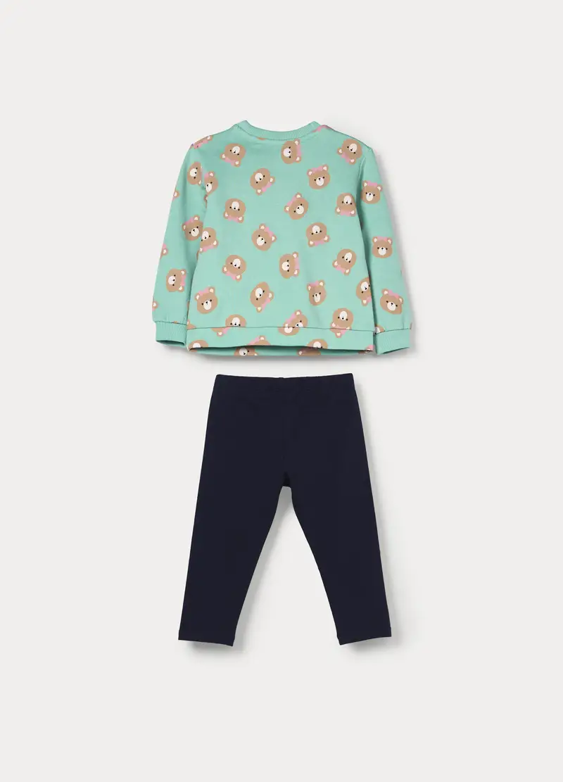 Jogging Set In French Terry Di Cotone Stretch Bimba, Bambina, Blu scuro miniatura 2