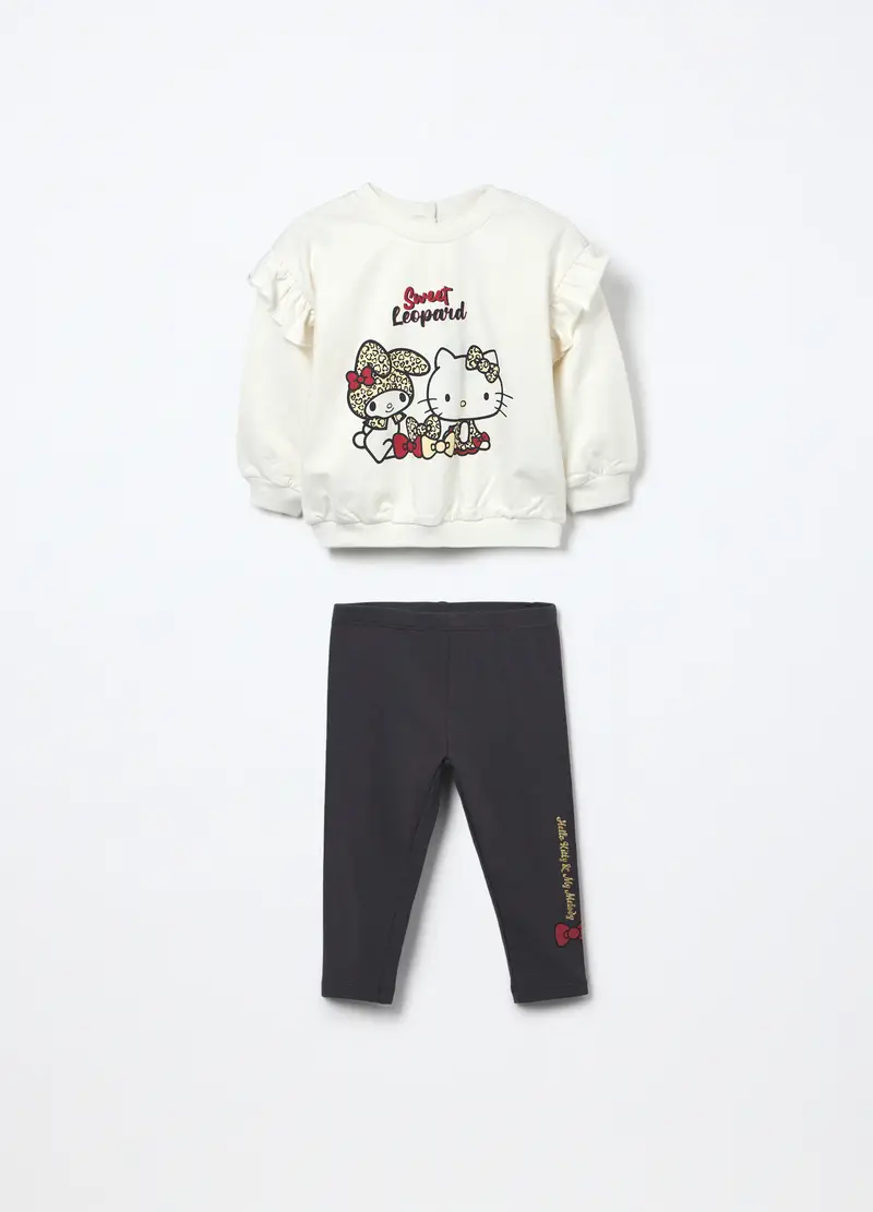 Jogging Set In French Terry Di Cotone Stretch Neonata, Bambina, Bianco