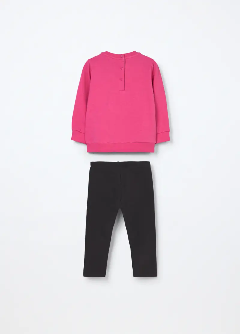 Jogging Set In French Terry Di Cotone Stretch Neonata, Bambina, Rosa fuxia miniatura 2