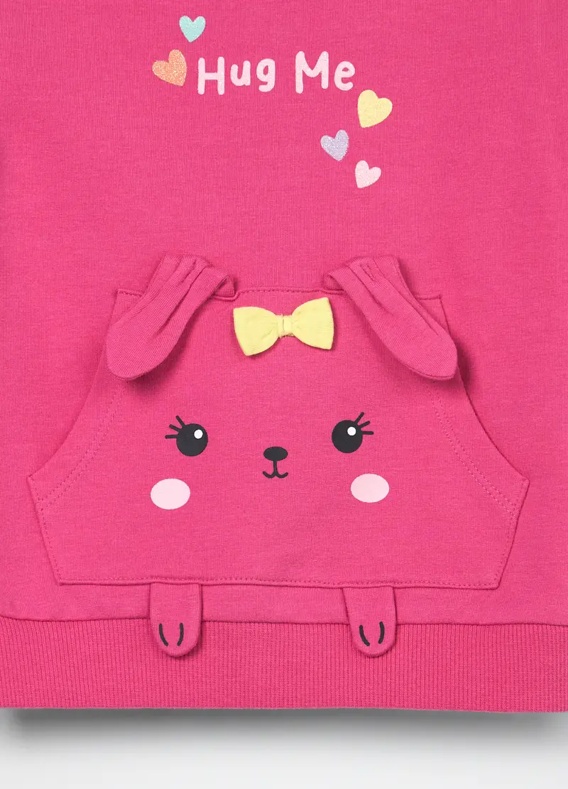 Jogging Set In French Terry Di Cotone Stretch Neonata, Bambina, Rosa fuxia miniatura 3