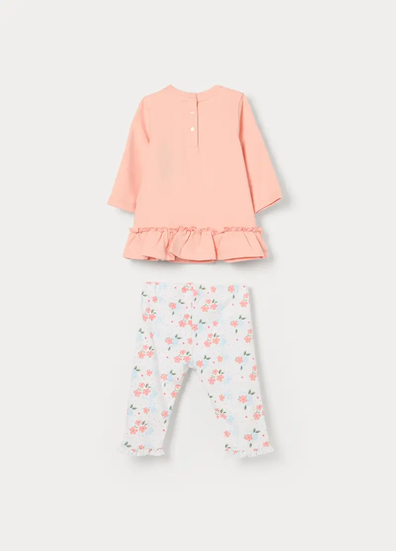 Jogging Set In French Terry Di Cotone Stretch Neonata, Rosa pastello miniatura 2
