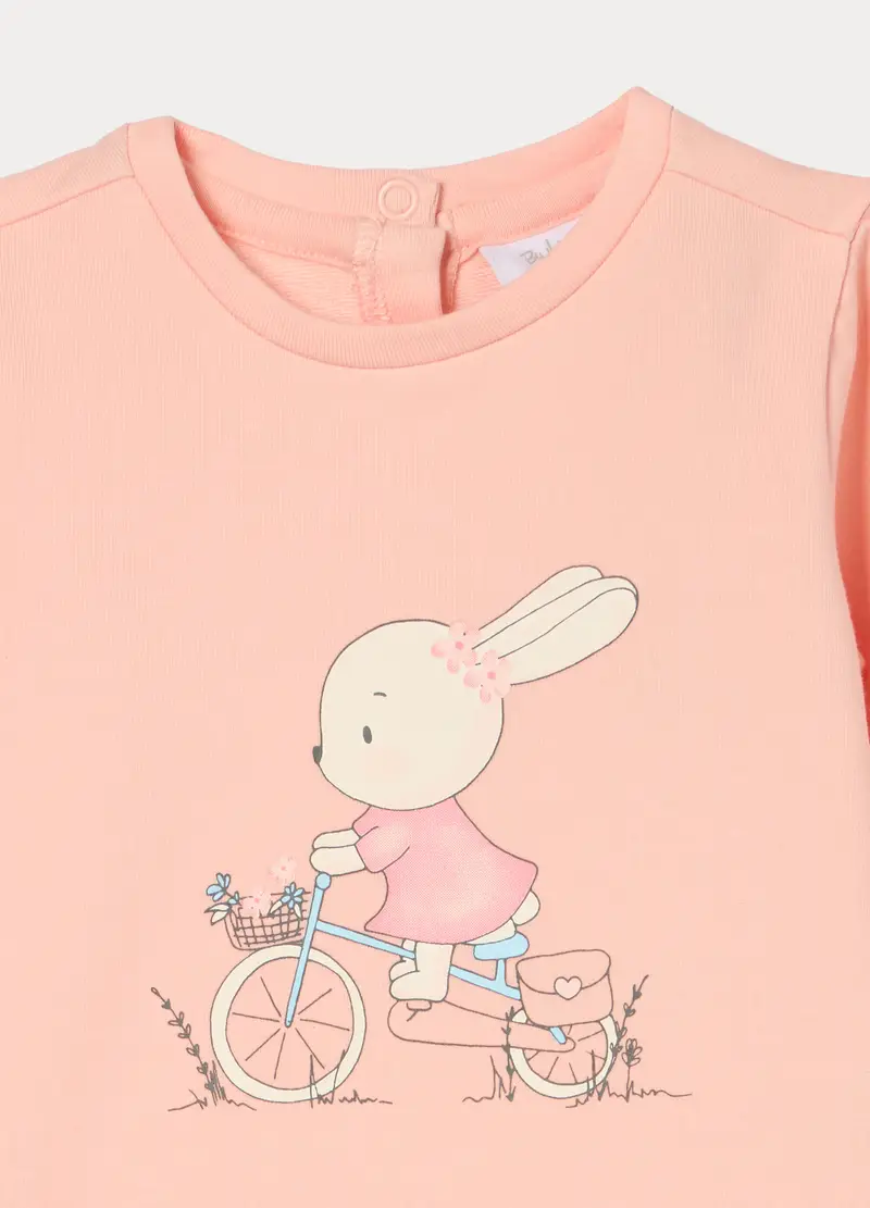 Jogging Set In French Terry Di Cotone Stretch Neonata, Rosa pastello miniatura 3