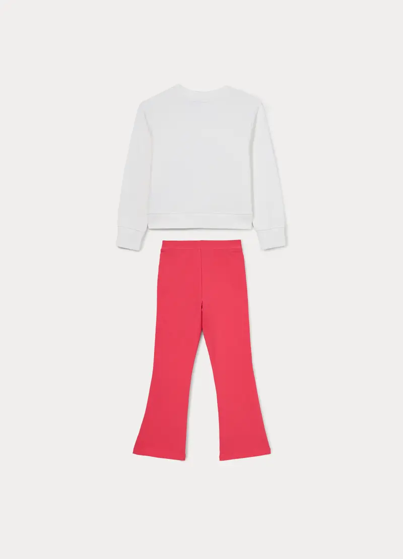 Jogging Set In French Terry Di Puro Cotone Bambina, Bianco miniatura 2
