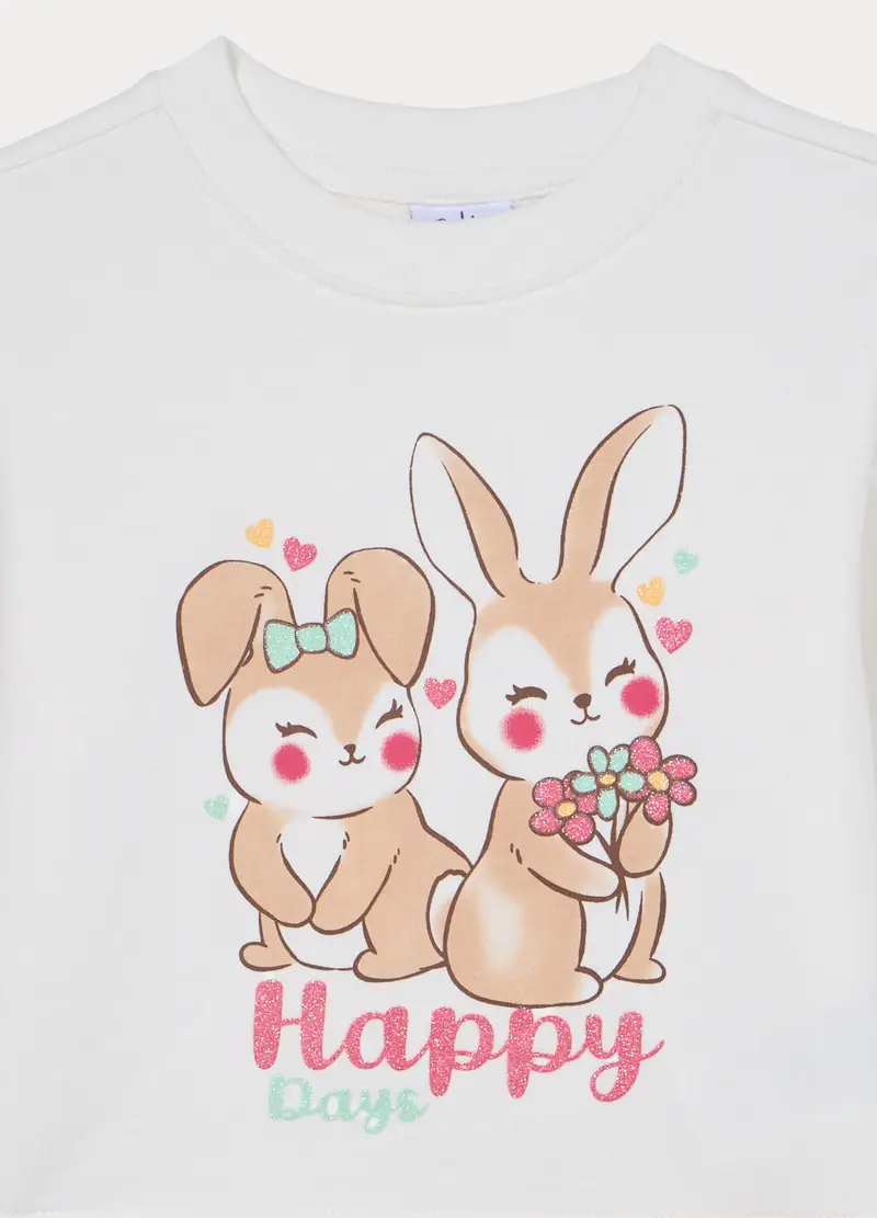 Jogging Set In French Terry Di Puro Cotone Bambina, Bianco miniatura 3