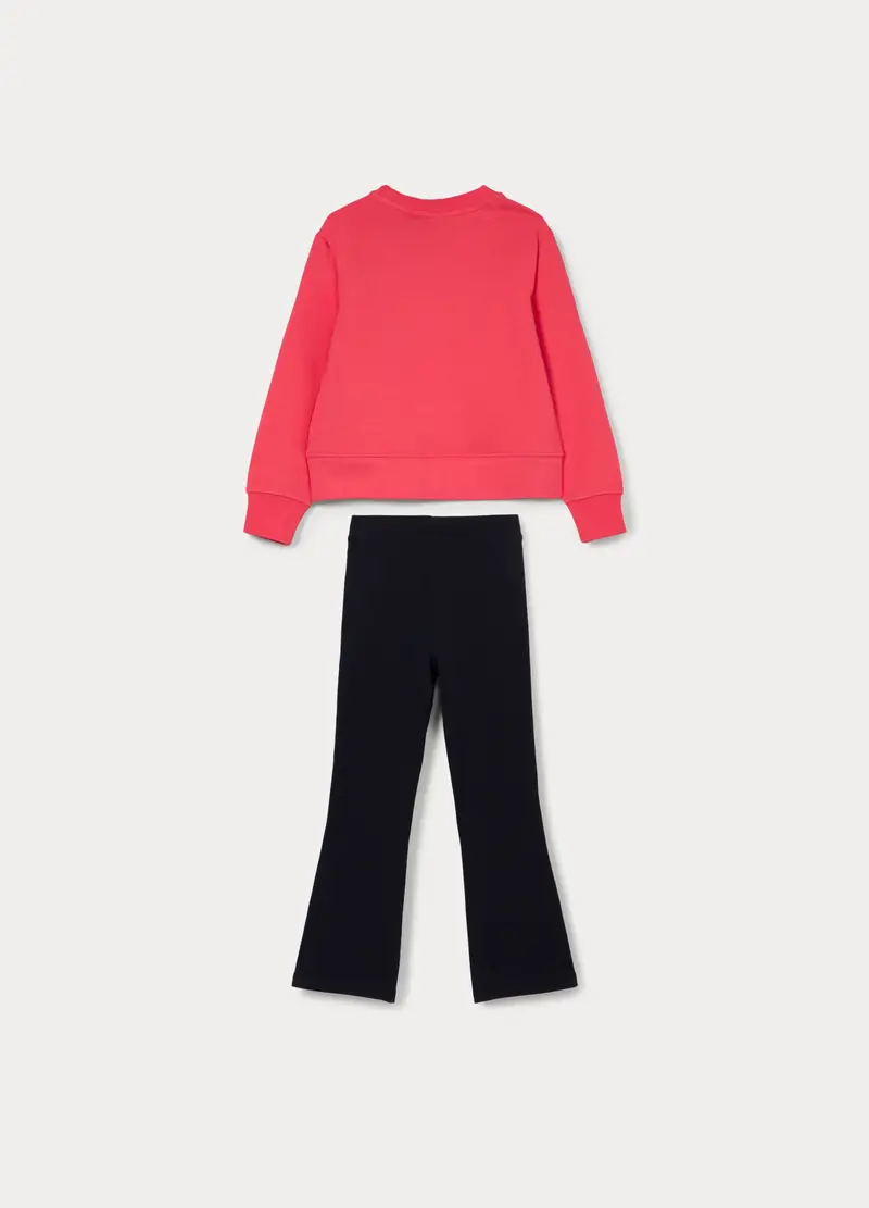 Jogging Set In French Terry Di Puro Cotone Bambina, Rosa corallo miniatura 2