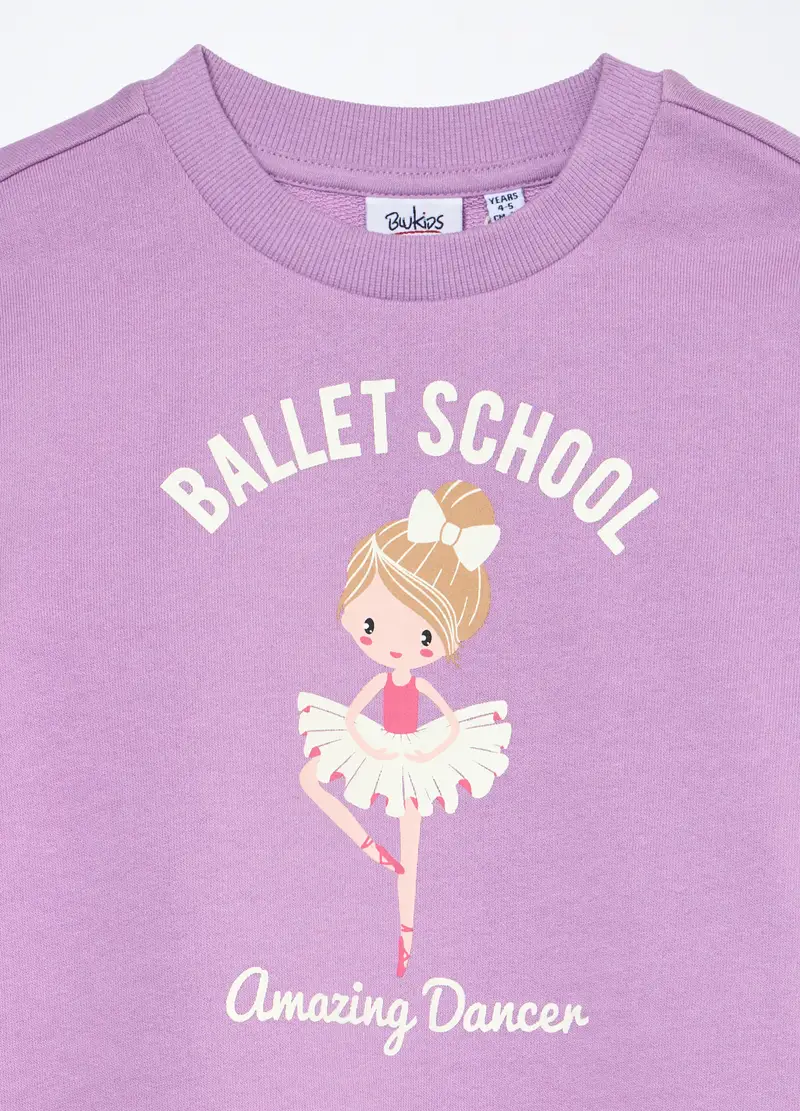 Blukids, Jogging Set In French Terry Di Puro Cotone Bambina, Viola lilla, Taglia: 3-4 miniatura 2