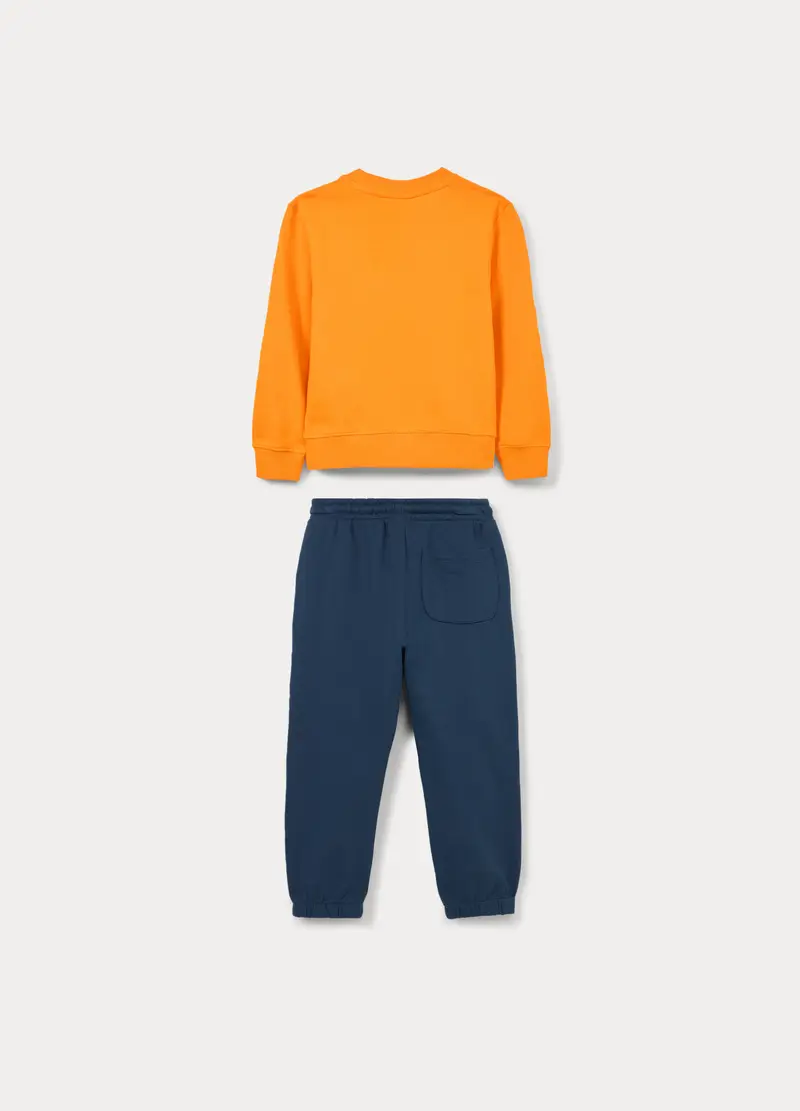 Jogging Set In French Terry Di Puro Cotone Bambino, Arancione papaya miniatura 2