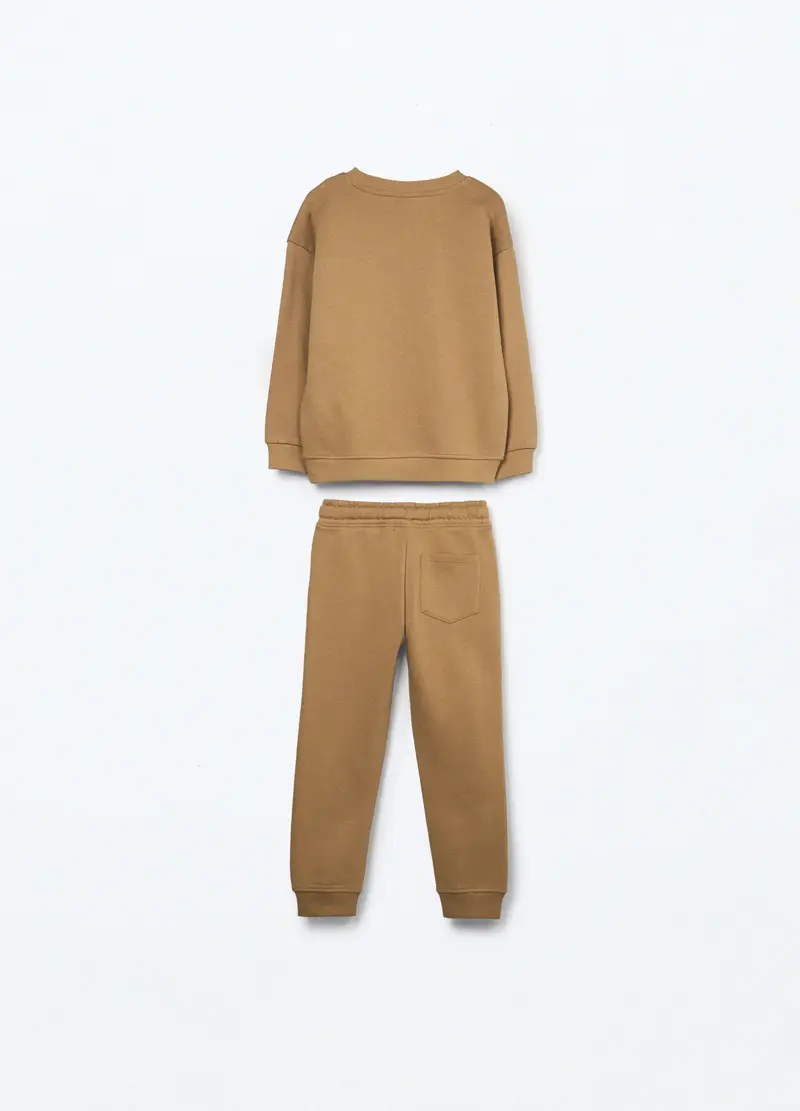 Jogging Set In French Terry Di Puro Cotone Bambino, Beige scuro miniatura 2