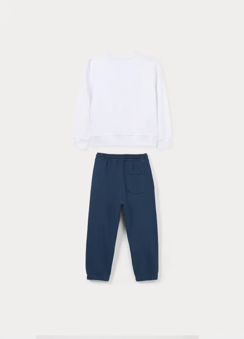 Jogging Set In French Terry Di Puro Cotone Bambino, Bianco miniatura 2