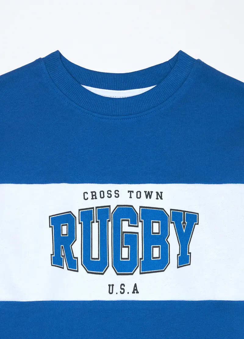 Jogging Set In French Terry Di Puro Cotone Bambino, Blu elettrico miniatura 3