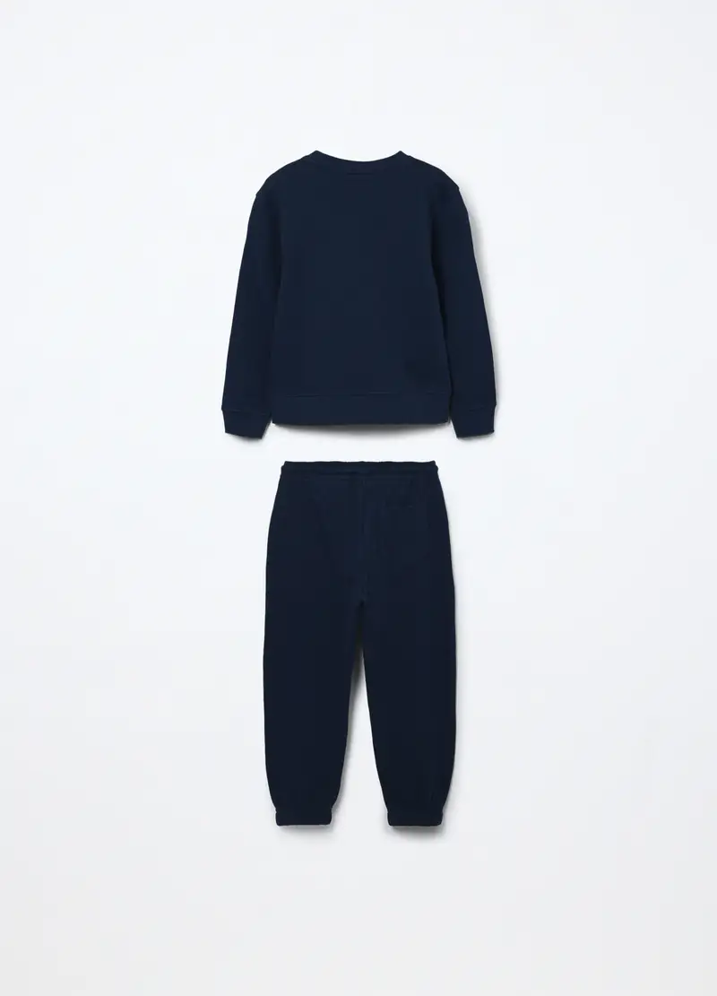 Jogging Set In French Terry Di Puro Cotone Bambino, Blu scuro miniatura 2
