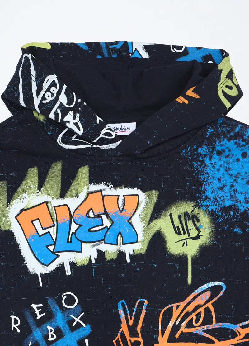 Jogging Set In French Terry Di Puro Cotone, Bambino, Blu scuro miniatura 3