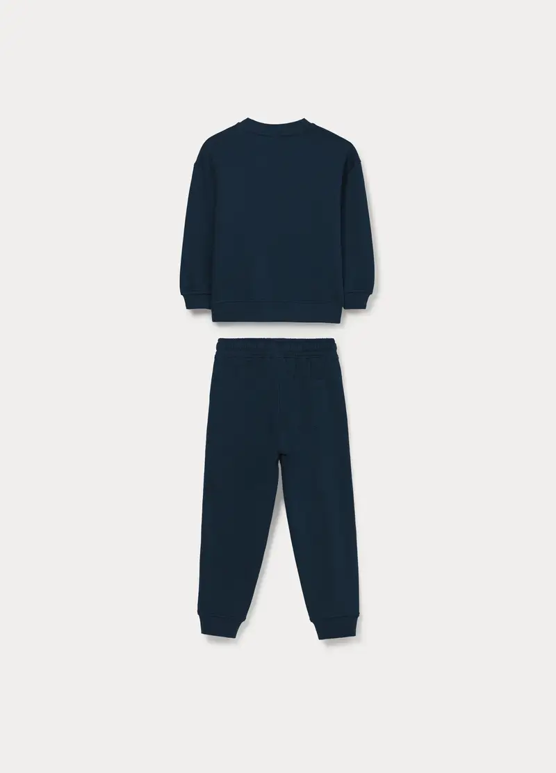Jogging Set In French Terry Di Puro Cotone Bambino, Blu scuro miniatura 2