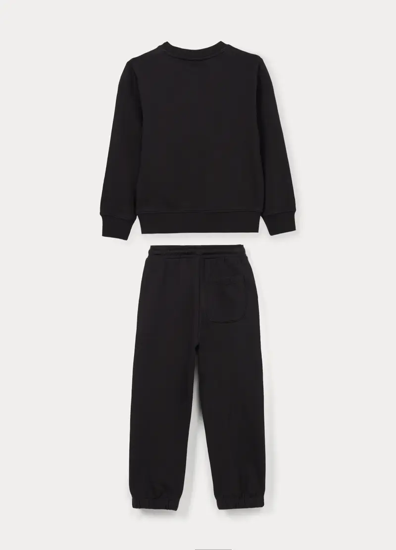 Jogging Set In French Terry Di Puro Cotone Bambino, Nero miniatura 2