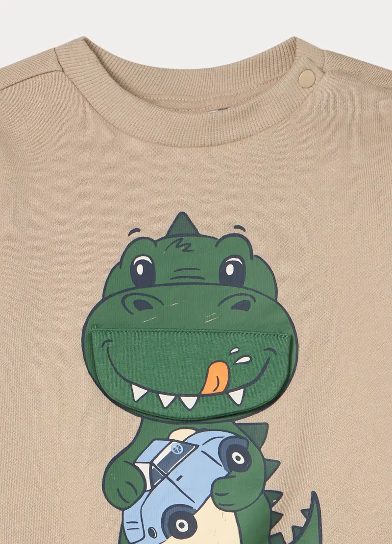 Jogging Set In French Terry Di Puro Cotone Bimbo, Bambino, Beige chiaro miniatura 3