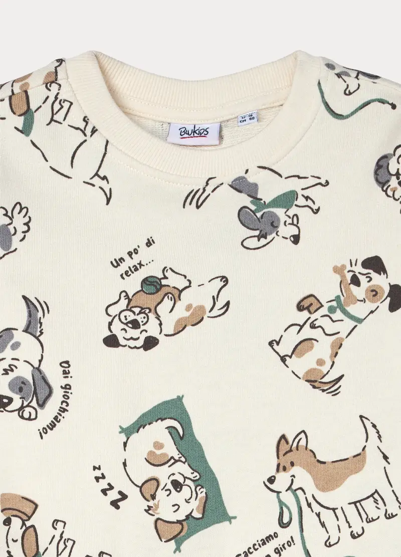 Jogging Set In French Terry Di Puro Cotone Bimbo, Bambino, Bianco panna miniatura 3