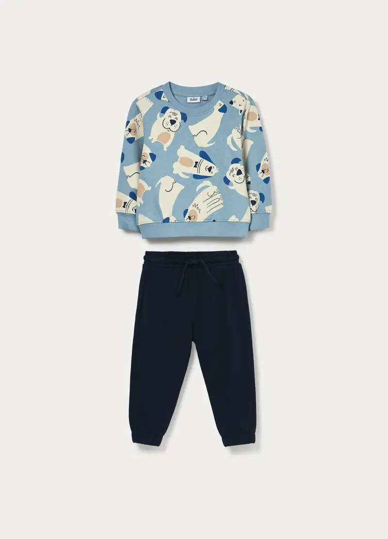 Jogging Set In French Terry Di Puro Cotone Bimbo, Bambino, Blu scuro