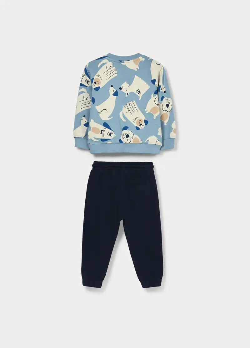 Jogging Set In French Terry Di Puro Cotone Bimbo, Bambino, Blu scuro miniatura 2