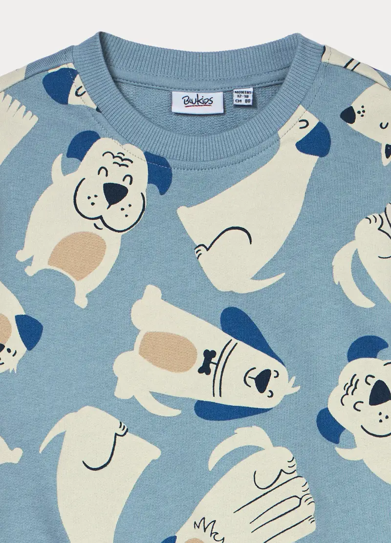 Jogging Set In French Terry Di Puro Cotone Bimbo, Bambino, Blu scuro miniatura 3