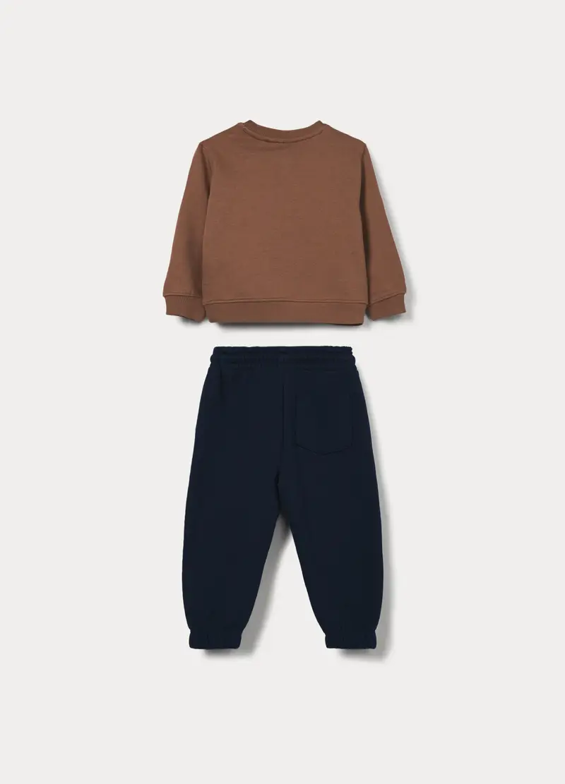 Jogging Set In French Terry Di Puro Cotone Bimbo, Bambino, Marrone scuro miniatura 2