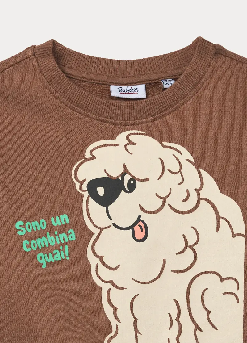 Jogging Set In French Terry Di Puro Cotone Bimbo, Bambino, Marrone scuro miniatura 3