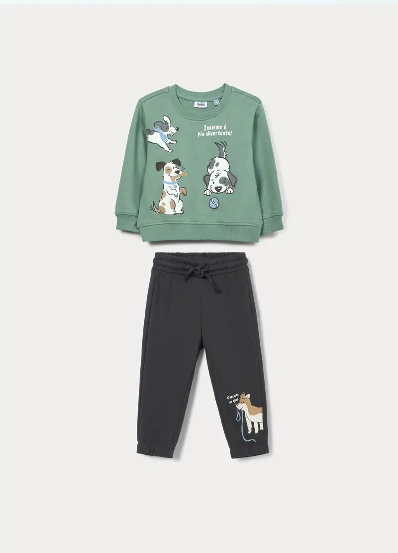 Jogging Set In French Terry Di Puro Cotone Bimbo, Bambino, Verde menta