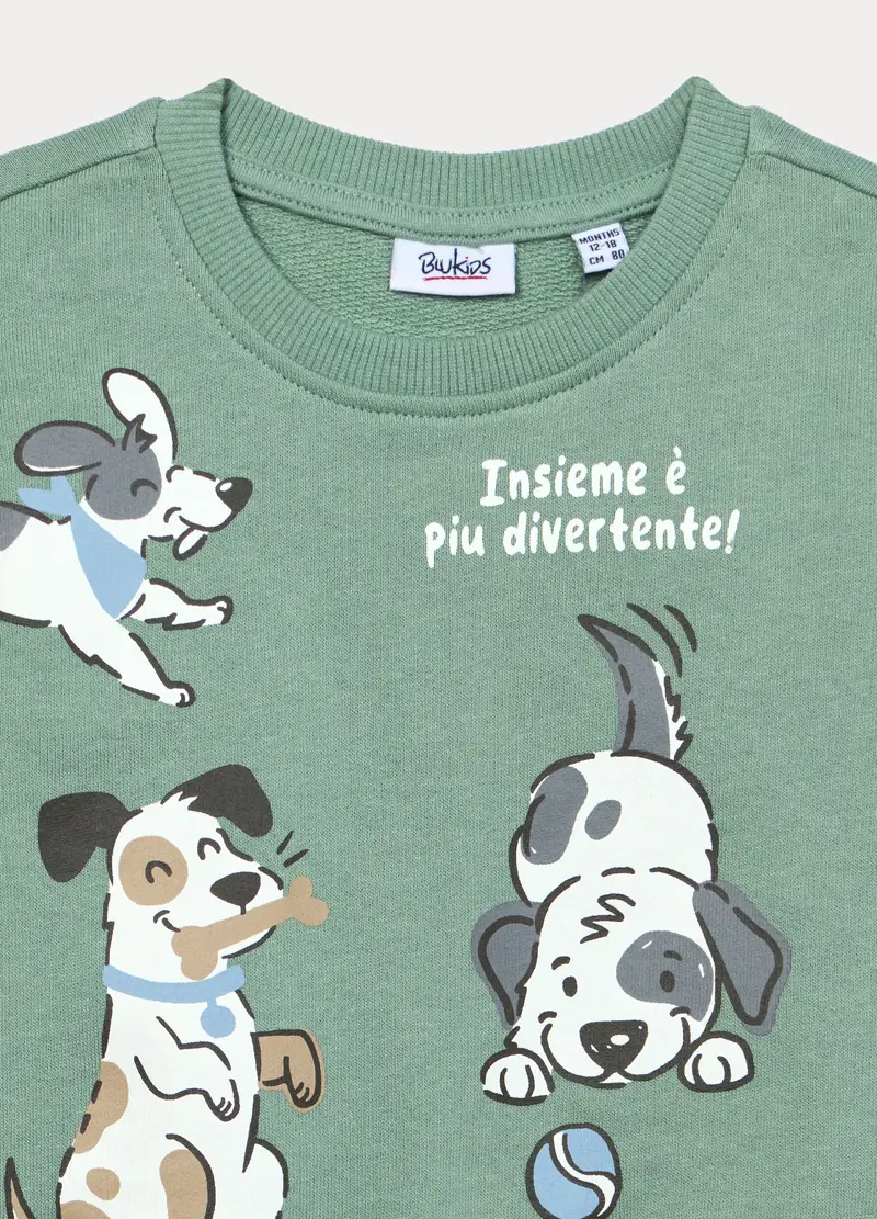 Jogging Set In French Terry Di Puro Cotone Bimbo, Bambino, Verde menta miniatura 3