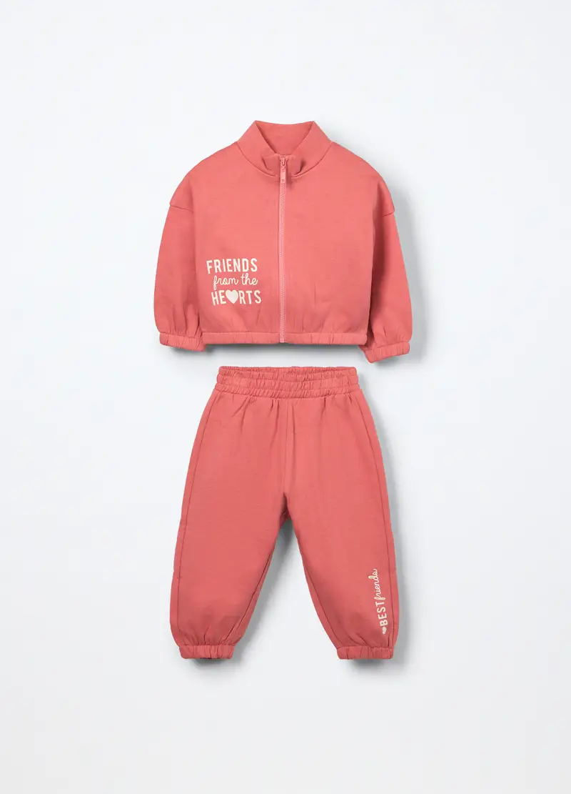 Jogging Set In French Terry Di Puro Cotone Neonata, Bambina, Arancione pesca