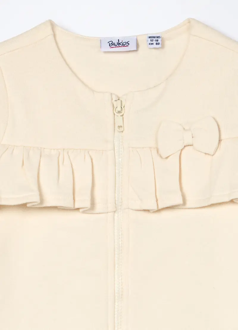 Jogging Set In French Terry Di Puro Cotone Neonata, Bambina, Bianco avorio miniatura 3