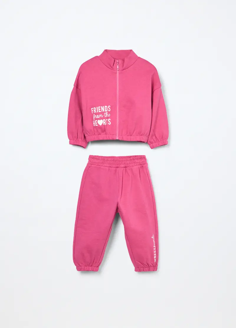 Blukids, Jogging Set In French Terry Di Puro Cotone Neonata, Bambina, Rosa fuxia, Taglia: 9-12